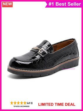 Platform Chunky Heeled Loafers Round Toe Business Casual Pull-On Shoes